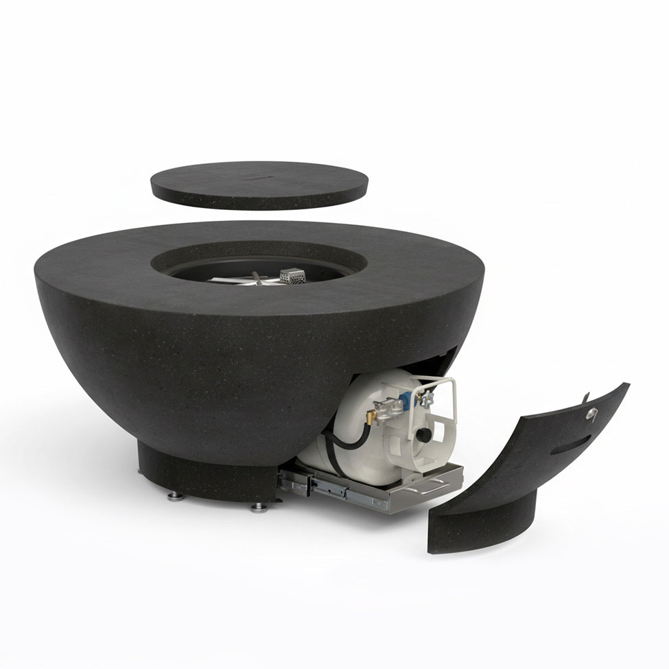 American Fyre Designs 48" Round GFRC Chat Height Propane Fire Bowl (GFRC Cover included)