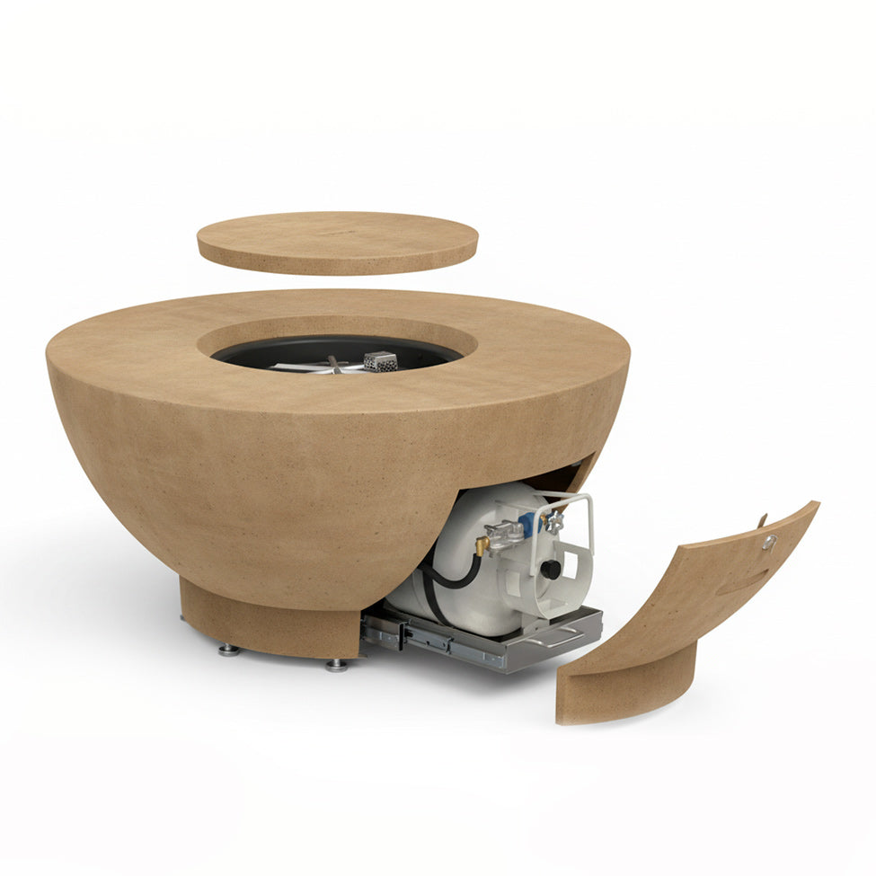 American Fyre Designs 48" Round GFRC Chat Height Propane Fire Bowl (GFRC Cover included)