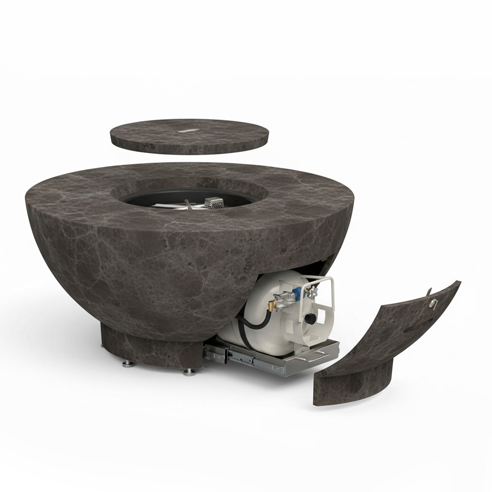 American Fyre Designs 48" Round GFRC Chat Height Propane Fire Bowl (GFRC Cover included)