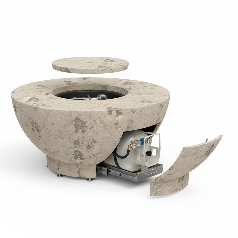 American Fyre Designs 48" Round GFRC Chat Height Propane Fire Bowl (GFRC Cover included)