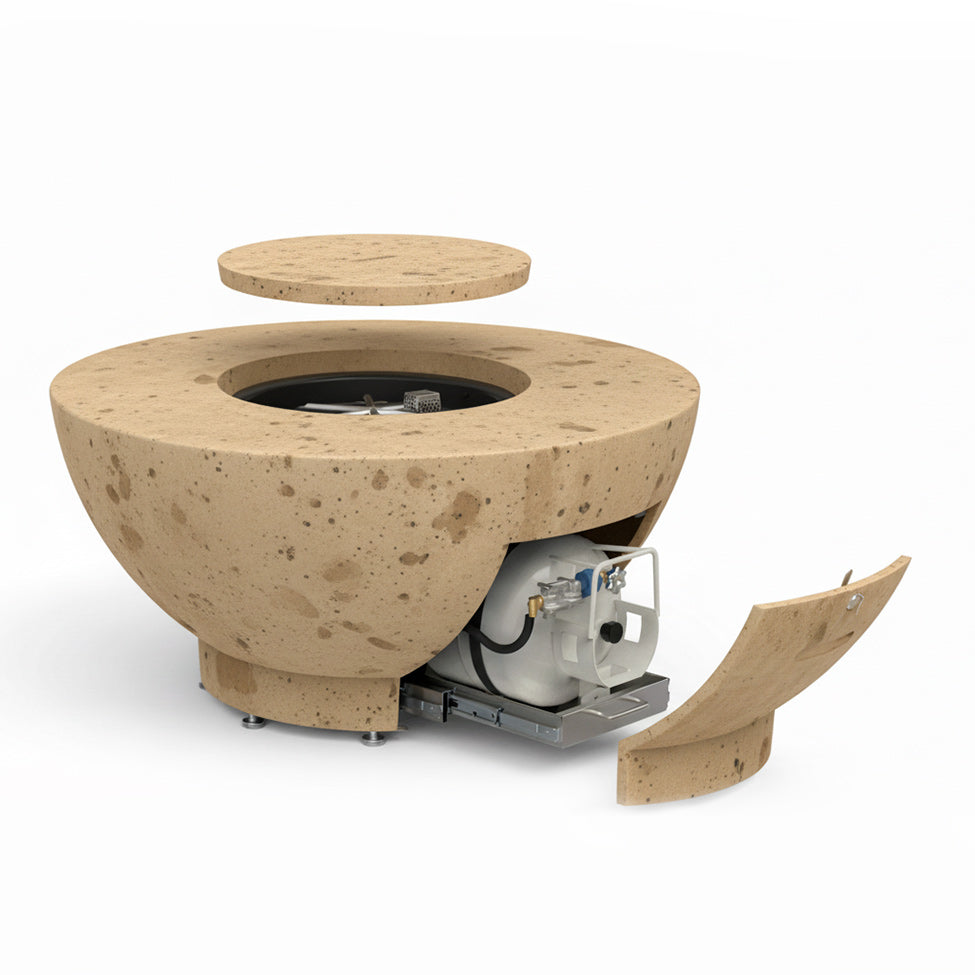 American Fyre Designs 48" Round GFRC Chat Height Propane Fire Bowl (GFRC Cover included)