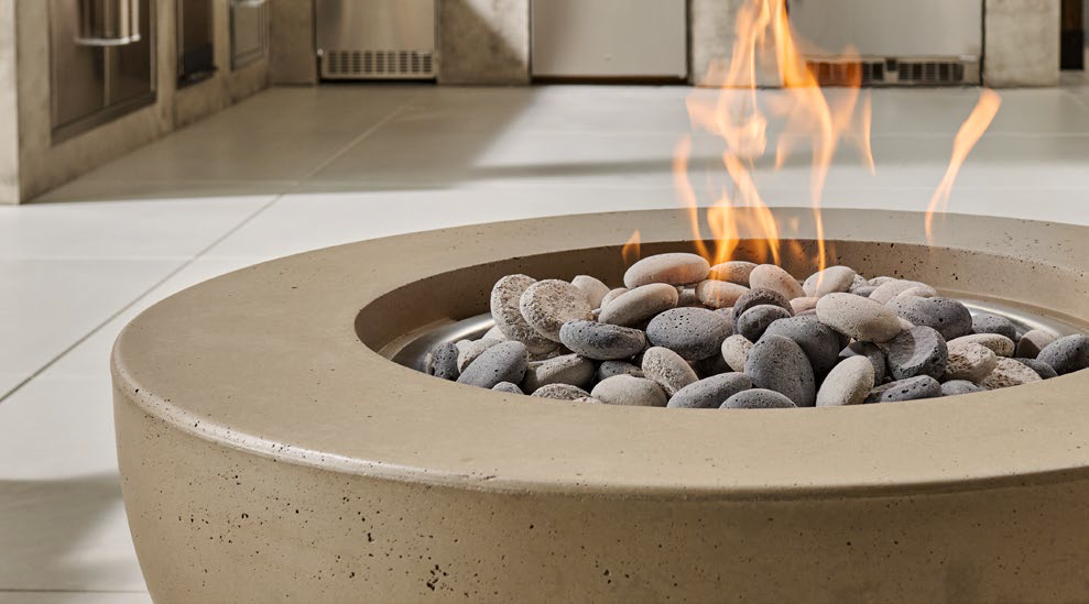American Fyre Designs 48" Round GFRC Chat Height Propane Fire Bowl (GFRC Cover included)