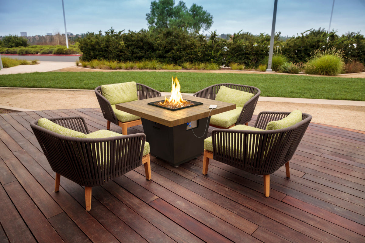 American Fyre Designs Reclaimed Wood Cosmopolitan Square Dining Firetable