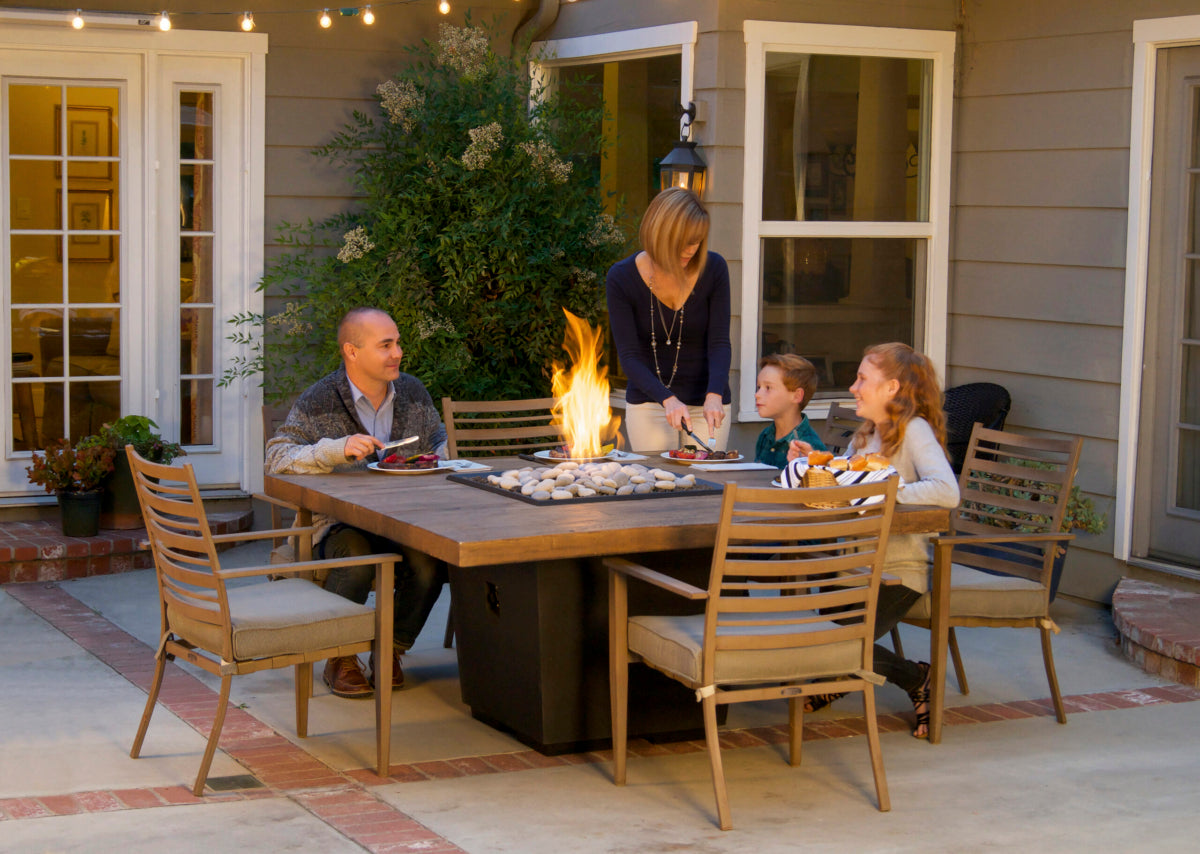 American Fyre Designs Reclaimed Wood Cosmopolitan Square Dining Firetable