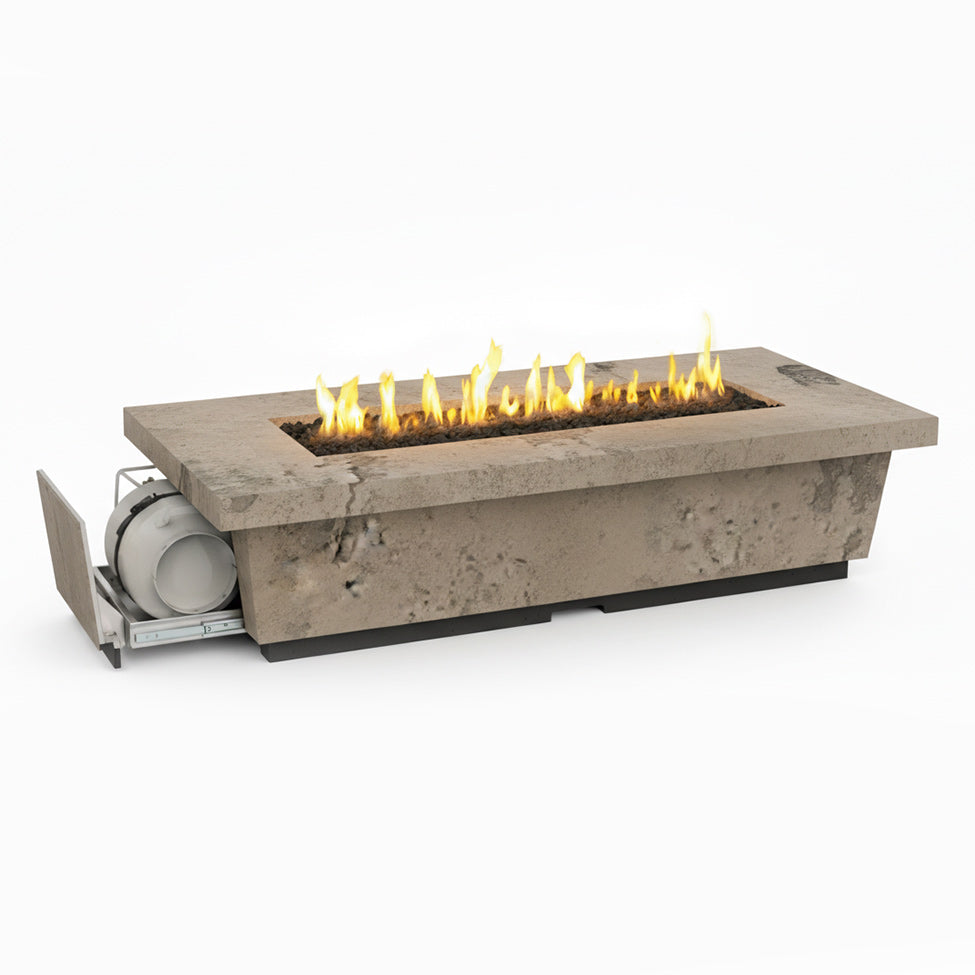 American Fyre Designs Contempo Long LP Select 76-Inch Rectangular GFRC Chat Height Propan Gas Fire Table