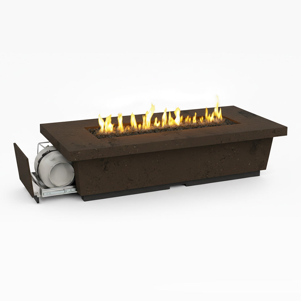 American Fyre Designs Contempo Long LP Select 76-Inch Rectangular GFRC Chat Height Propan Gas Fire Table