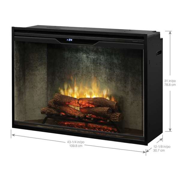 Revillusion® 42-inch Built-In Electric Firebox with Front Glass and Plug Kit, Weathered Concrete - RBF42WC-FG