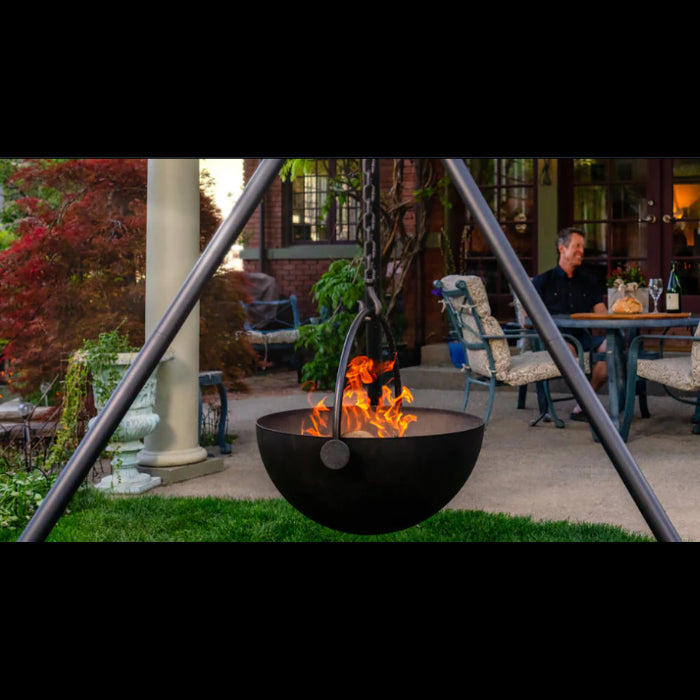 Cowboy Cauldron "The Dude" 24" Fire Pit and Grill - Portable Outdoor Cooking