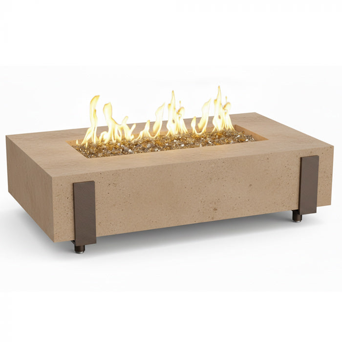 American Fyre Designs™ 580 Iron Saddle 60-Inch Rectangular GFRC Chat Height Gas Fire Table, AFD-580