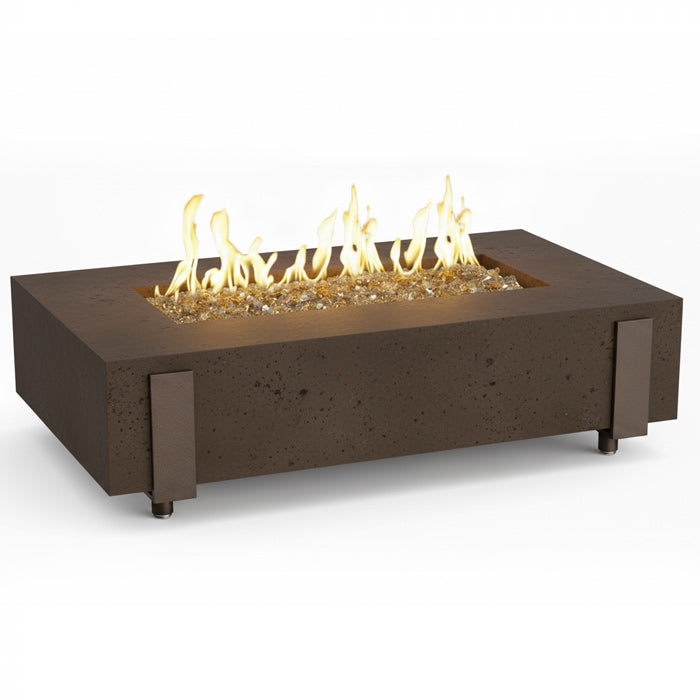 American Fyre Designs™ 580 Iron Saddle 60-Inch Rectangular GFRC Chat Height Gas Fire Table, AFD-580