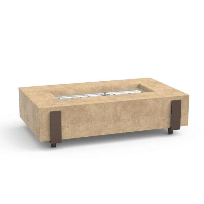 American Fyre Designs™ 580 Iron Saddle 60-Inch Rectangular GFRC Chat Height Gas Fire Table, AFD-580