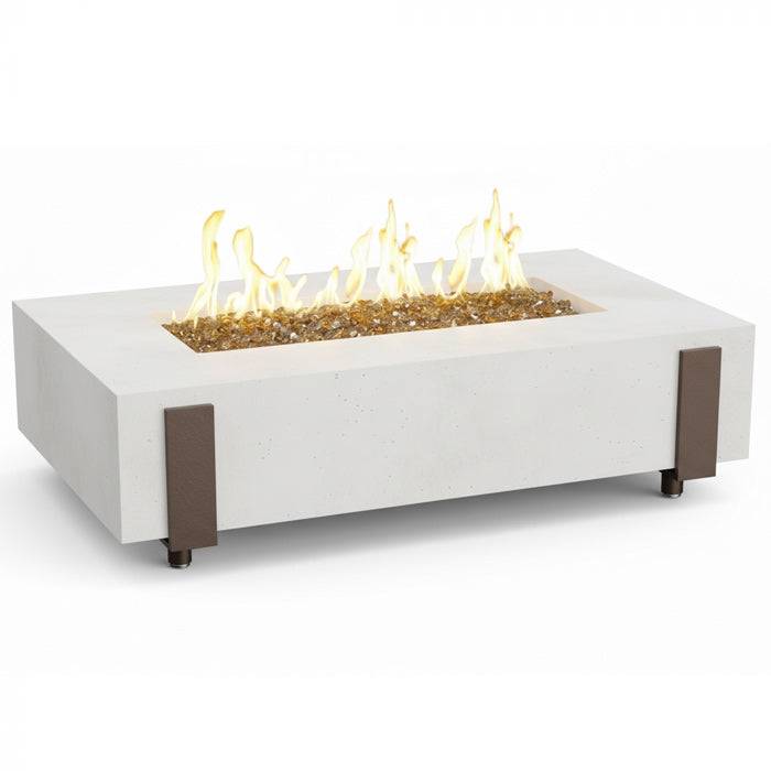 American Fyre Designs™ 580 Iron Saddle 60-Inch Rectangular GFRC Chat Height Gas Fire Table, AFD-580