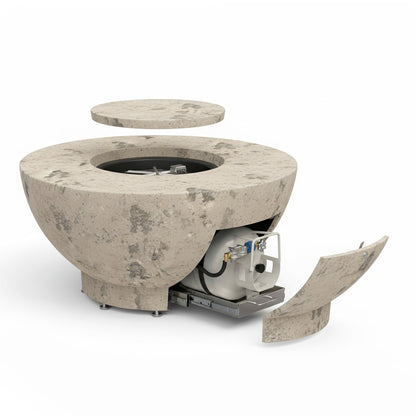 American Fyre Designs 48" Round GFRC Chat Height Propane Fire Bowl (GFRC Cover included)