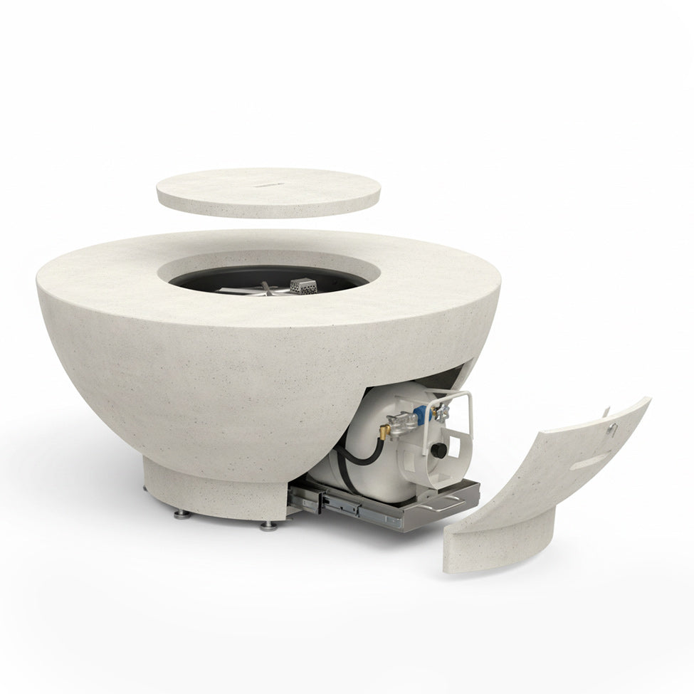 American Fyre Designs 48" Round GFRC Chat Height Propane Fire Bowl (GFRC Cover included)