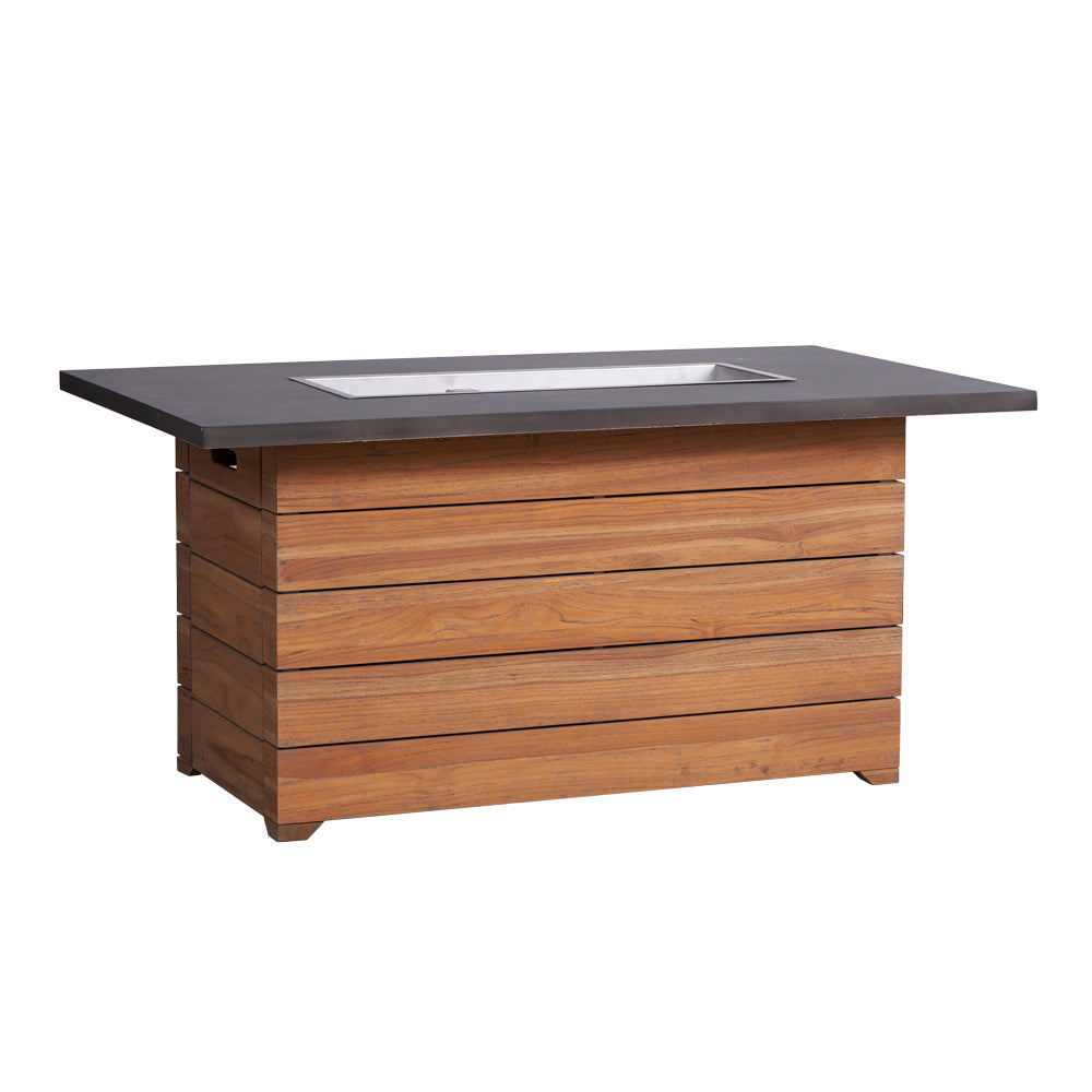 Lloyd Flanders Teak 52" Rect. Fire Table with Faux Concrete Top 286098 - Main Product Image