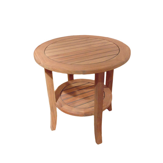 Lloyd Flanders Teak 24" Round Tapered Leg End Table with Shelf 286424 - Main Product Image