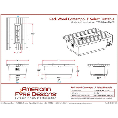 American Fyre Designs™ Silver Pine Reclaimed Wood Contempo Select Chat Height Firetable, LP-785-BA-SP-M4PC