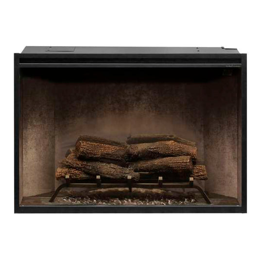 Revillusion® 36-inch Built-In Electric Firebox with Front Glass and Plug Kit with Weathered Concrete Surround - RBF36WC-FG