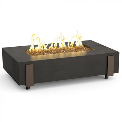 American Fyre Designs™ 580 Iron Saddle 60-Inch Rectangular GFRC Chat Height Gas Fire Table, AFD-580