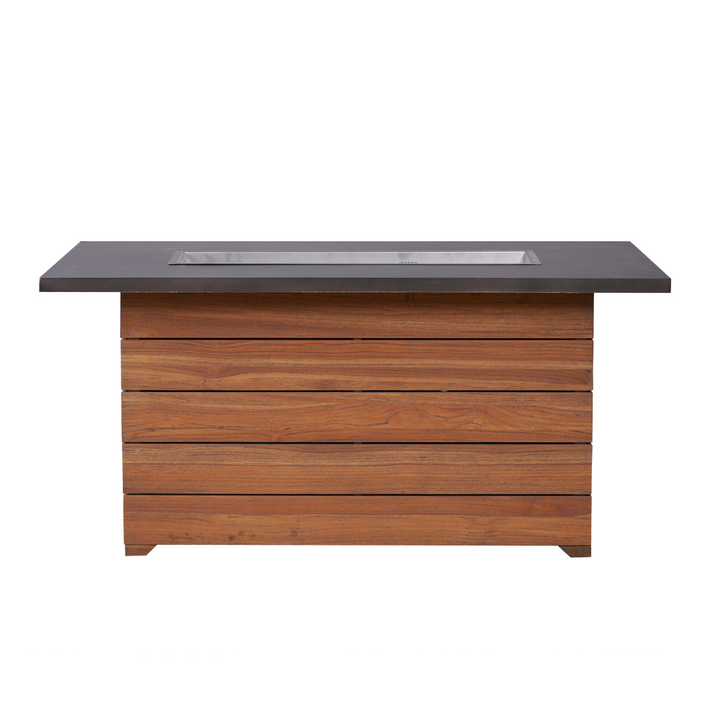 Lloyd Flanders Teak 52" Rect. Fire Table with Faux Concrete Top 286098 - Detail 1
