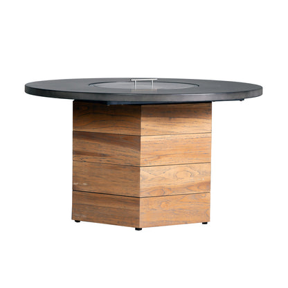 Lloyd Flanders Teak 48" Hexagonal Fire Table with Faux Concrete Top 286099 - Detail 1