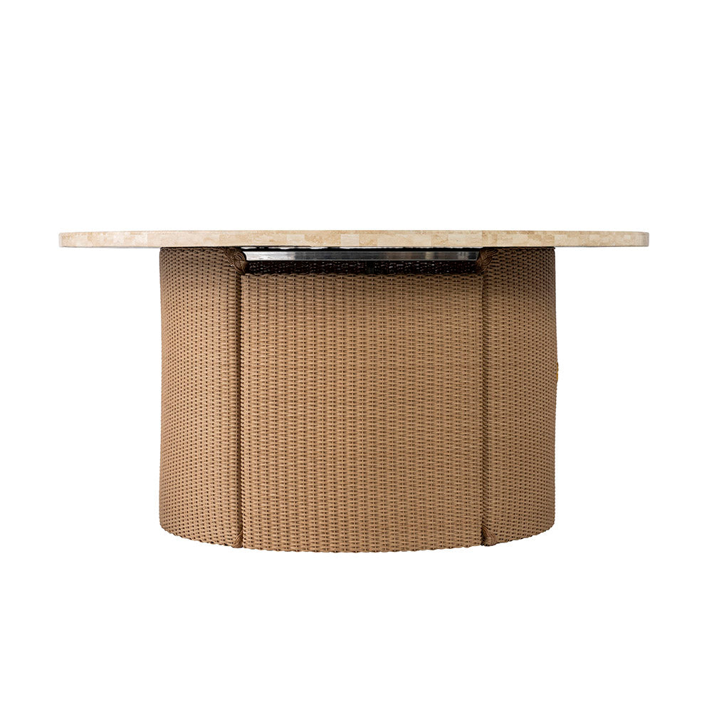 Lloyd Flanders Universal Loom 48" Round Fire Table with Gray Travertine Top 86299-70T - Detail 1