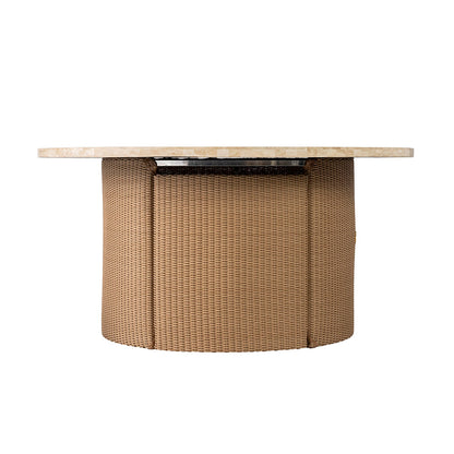 Lloyd Flanders Universal Loom 48" Round Fire Table with Gray Travertine Top 86299-70T - Detail 1